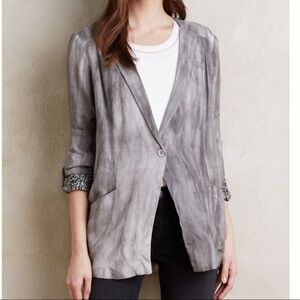 NWT Anthropologie Hei Hei Cotton + Linen Tie Dye Blazer Gray